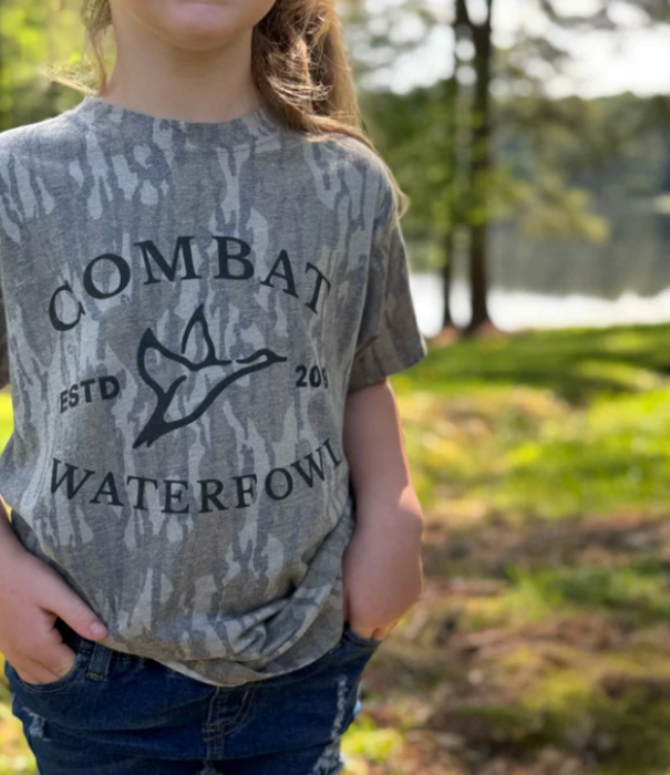 Combat Waterfowl Youth Mossy Oak Bottomland Washed Out Vintage Logo Tee