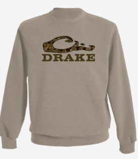 Graphic Sweatshirt Crew Old School Logo Island Fossil Lt Heather
