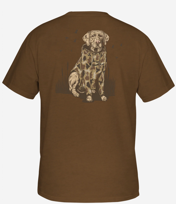 Drake Youth Old School Lab S/S Tee Golden Pecan Dk Heather