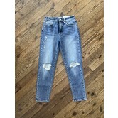 Destroyed Knee Super High Rise Stretch Mom Jeans