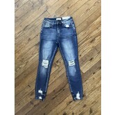 Women's High RIse Stretch Ankle Skinny w/Distressed Hem