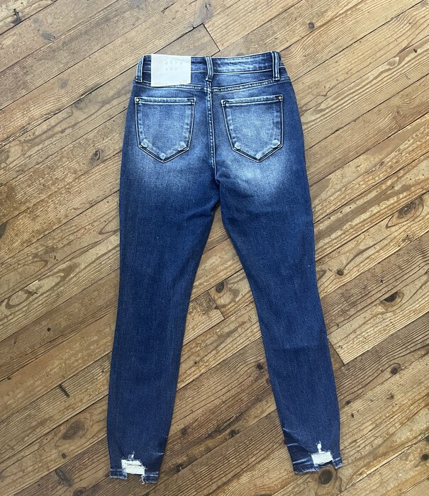 Petra153 Women's High RIse Stretch Ankle Skinny w/Distressed Hem