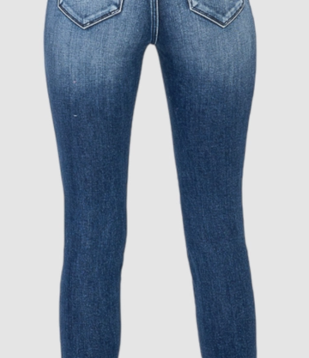 Petra153 Women's High RIse Stretch Ankle Skinny w/Distressed Hem