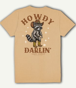 Howdy Darlin Raccoon S/S Tee Khaki
