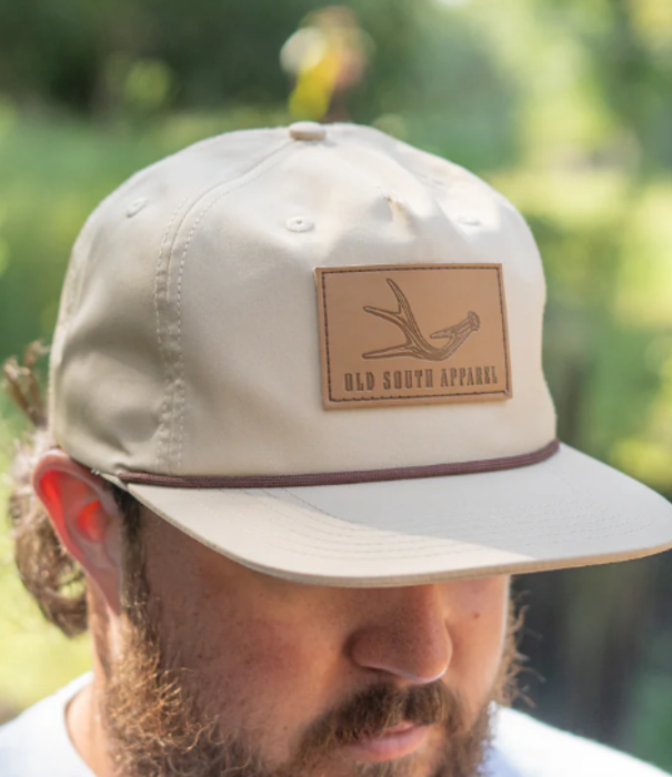 Old South Old South Single Antler Leather Patch Khaki Rope Hat