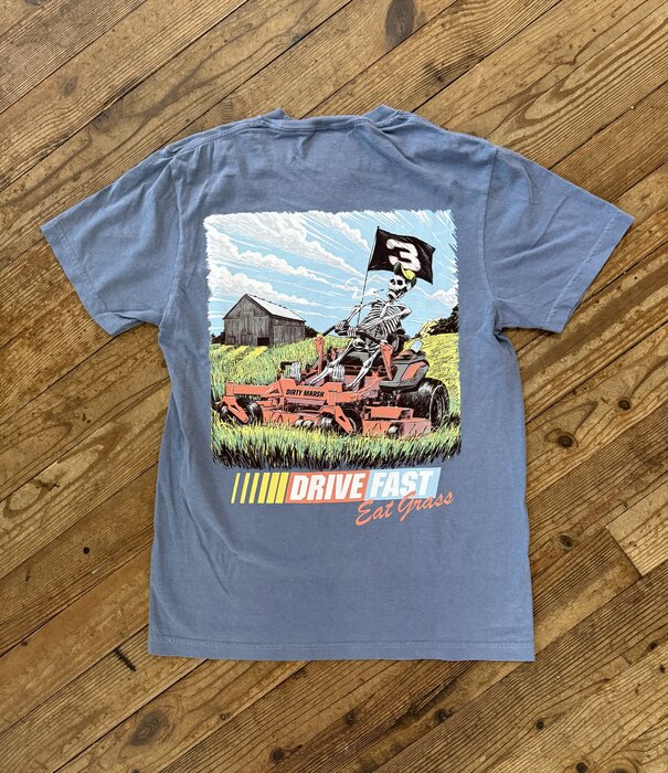 Dirty Marsh Drive Fast Eat Grass Washed Denim Tee