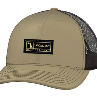 Local Boy Youth Woven Label Trucker Hat Khaki/Coffee