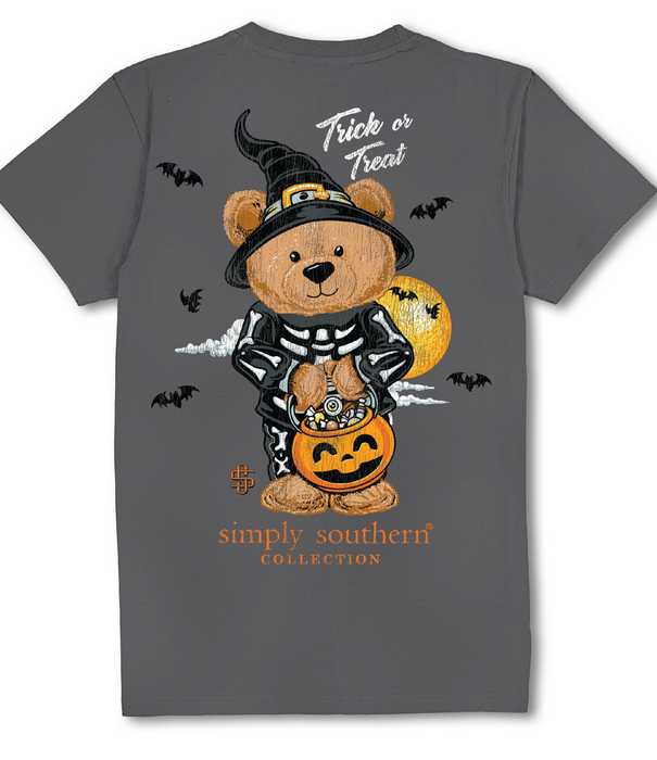 Simply Southern Halloween Teddy Tee Washed Coal