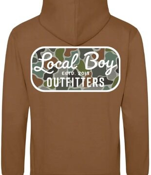 Local Boy Brushwood Retro Patch Hoodie Caramel Toffee