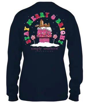 Youth Merry and Bright Deer L/S Tee Navy