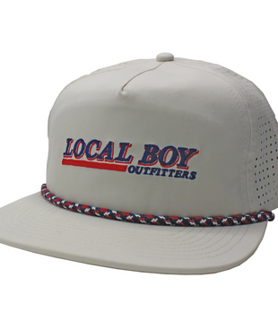 Local Boy Retro Latte Perforated Flat Brim Hat Stone
