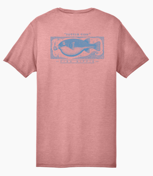 Fish Hippie Puffer Fish Flatwater Salt Pink Tee