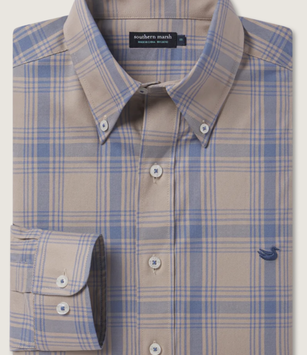 Southern Marsh Tupelo WP Dress Shirt Burnt Taupe/French Blue