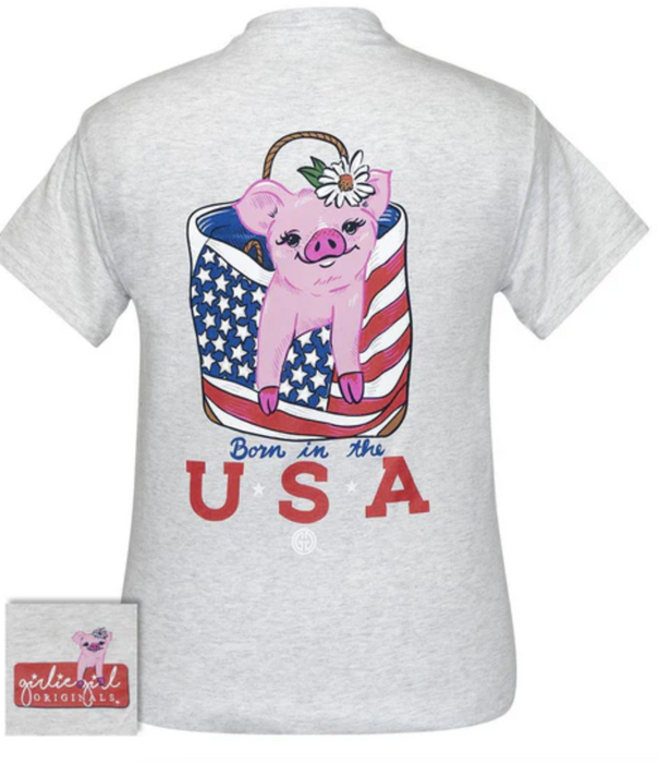 Girlie Girl Youth USA Piggy Tee Ash