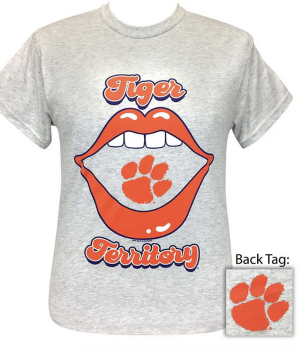 Girlie Girl Clemson Lips Tee Ash