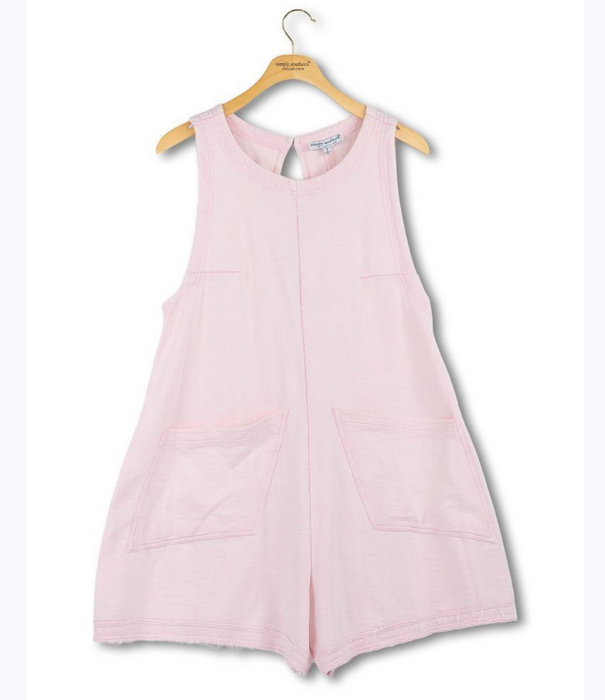 Simply Southern Simply Southern Washed Rose Pocket Romper