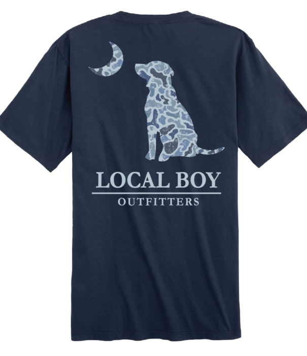 Local Boy Outfitters Toddler Distressed LCF Cobalt China Blue Dog & Moon Tee