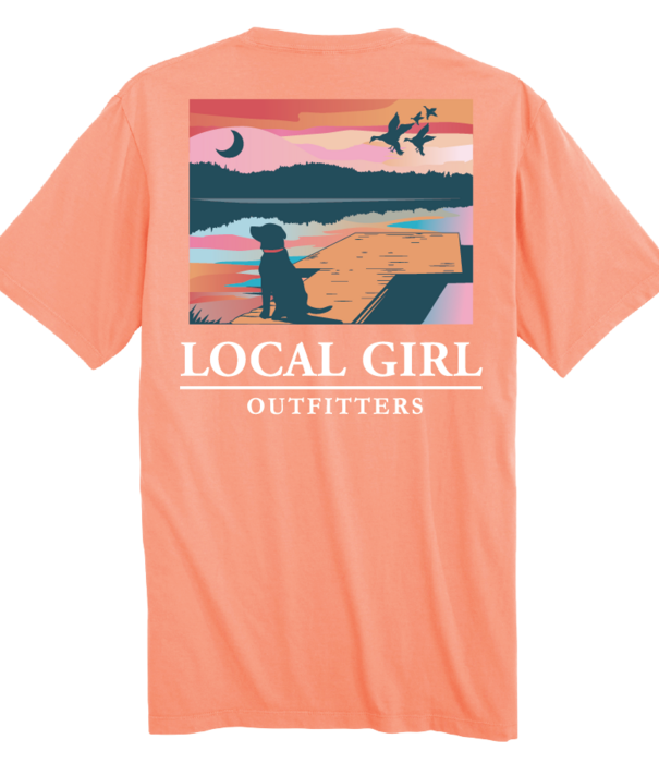Local Boy Outfitters LG Youth Lab on Dock Neon Cantaloupe SS Tee