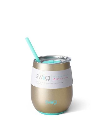 Swig Life Swig Life Dish Washer Safe 14oz Stemless Wine Cup with Spill Resistant Slider Lid and Reusable Straw in Champagne Swig Life Swig Life Dish Washer Safe 14oz Stemless Wine Cup with Spill Resistant Slider Lid and Reusable Straw in Champagne