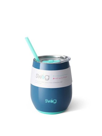 Swig Life Swig Life Dish Washer Safe 14oz Stemless Wine Cup with Spill Resistant Slider Lid and Reusable Straw in Denim Swig Life Swig Life Dish Washer Safe 14oz Stemless Wine Cup with Spill Resistant Slider Lid and Reusable Straw in Denim