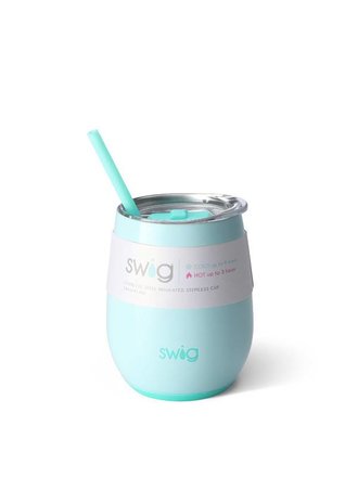 Swig Life Swig Life Dish Washer Safe 14oz Stemless Wine Cup with Spill Resistant Slider Lid and Reusable Straw in Seaglass Swig Life Swig Life Dish Washer Safe 14oz Stemless Wine Cup with Spill Resistant Slider Lid and Reusable Straw in Seaglass