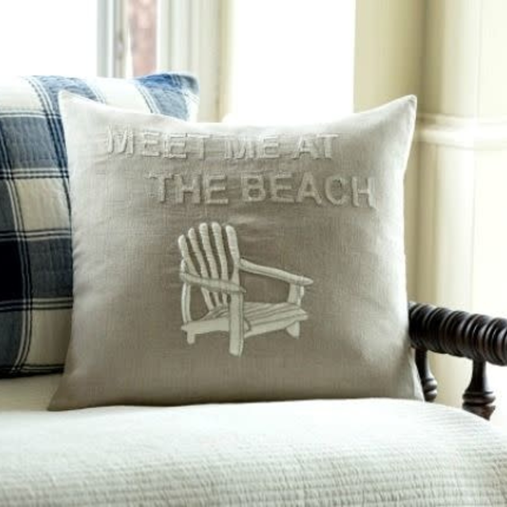 Meet Me at the Beach Natural Pillow 20x20
