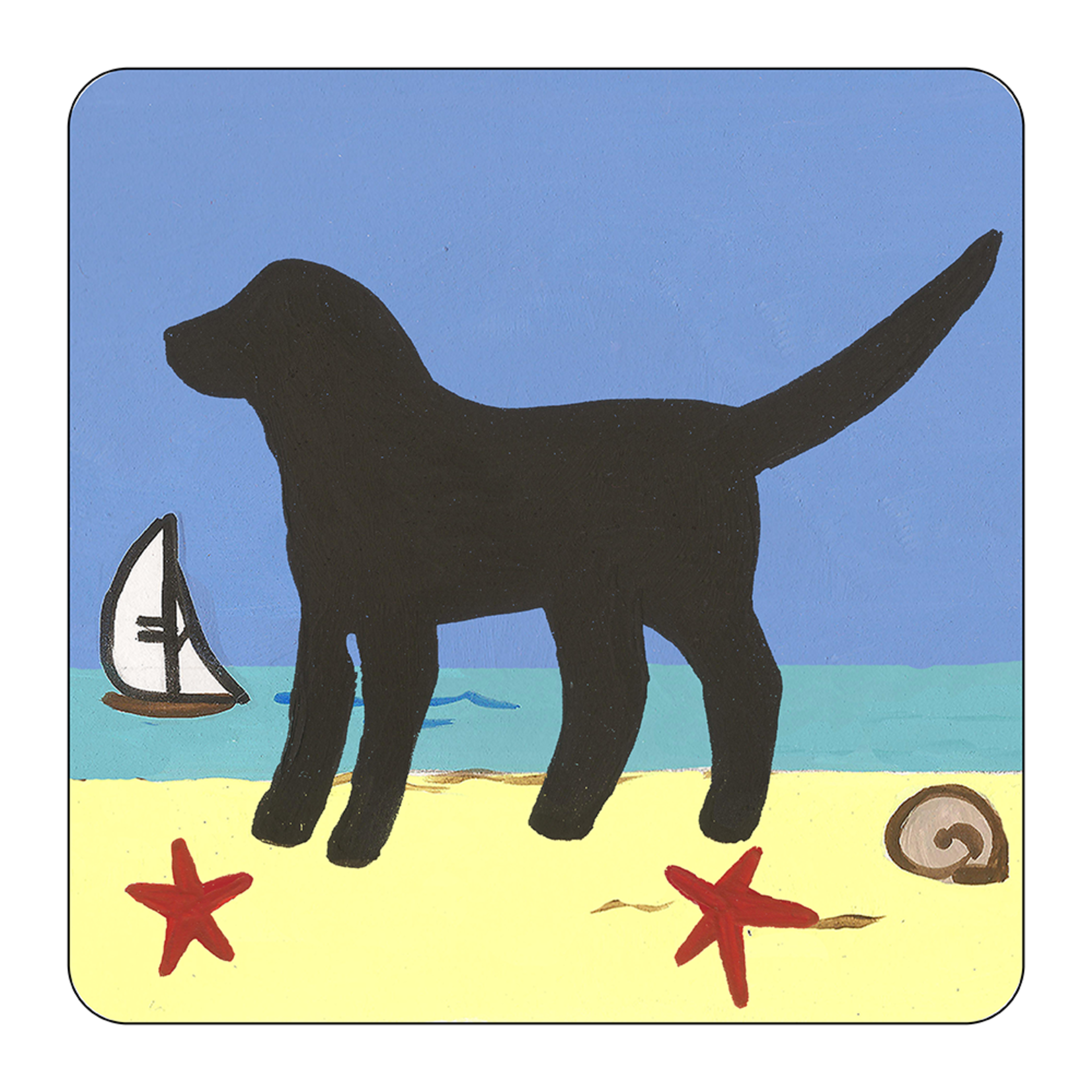 4 Piece Coaster Set - Beach Dog Black