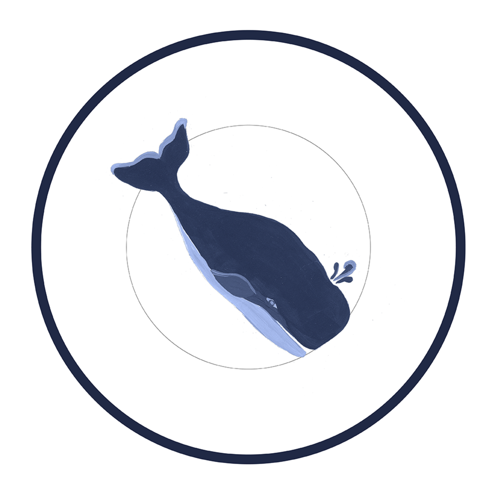 7.5" Round Plate - Blue Whale