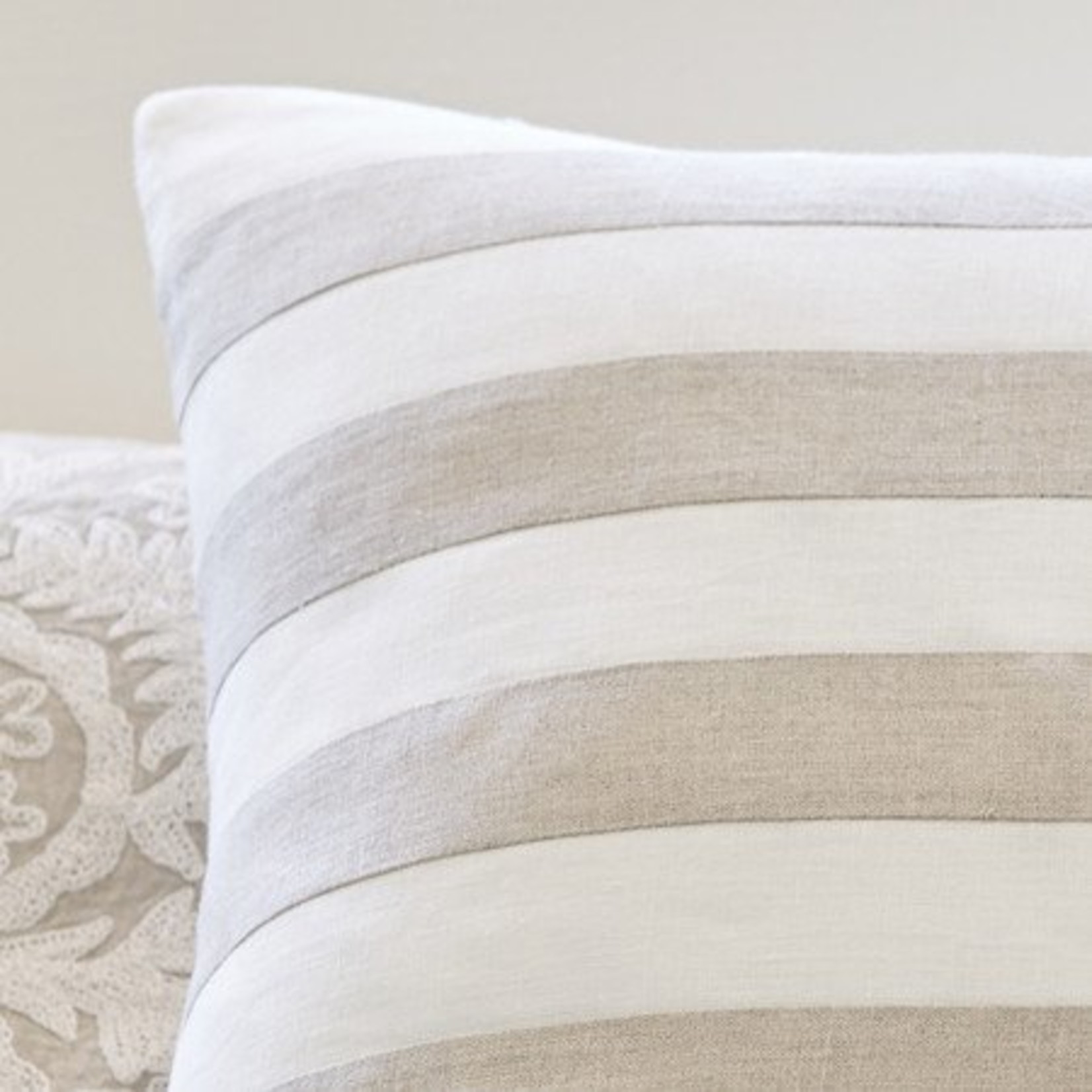 Rugby Natural and Cream Stripe Pillow 20x20