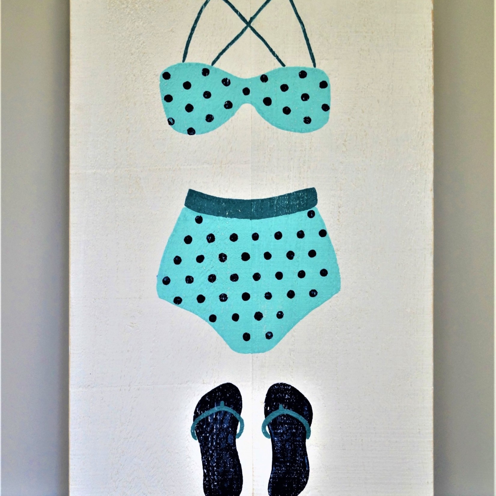 24x36 Girl Swimsuit and Flip Flops (A) SW/Turq/Batik