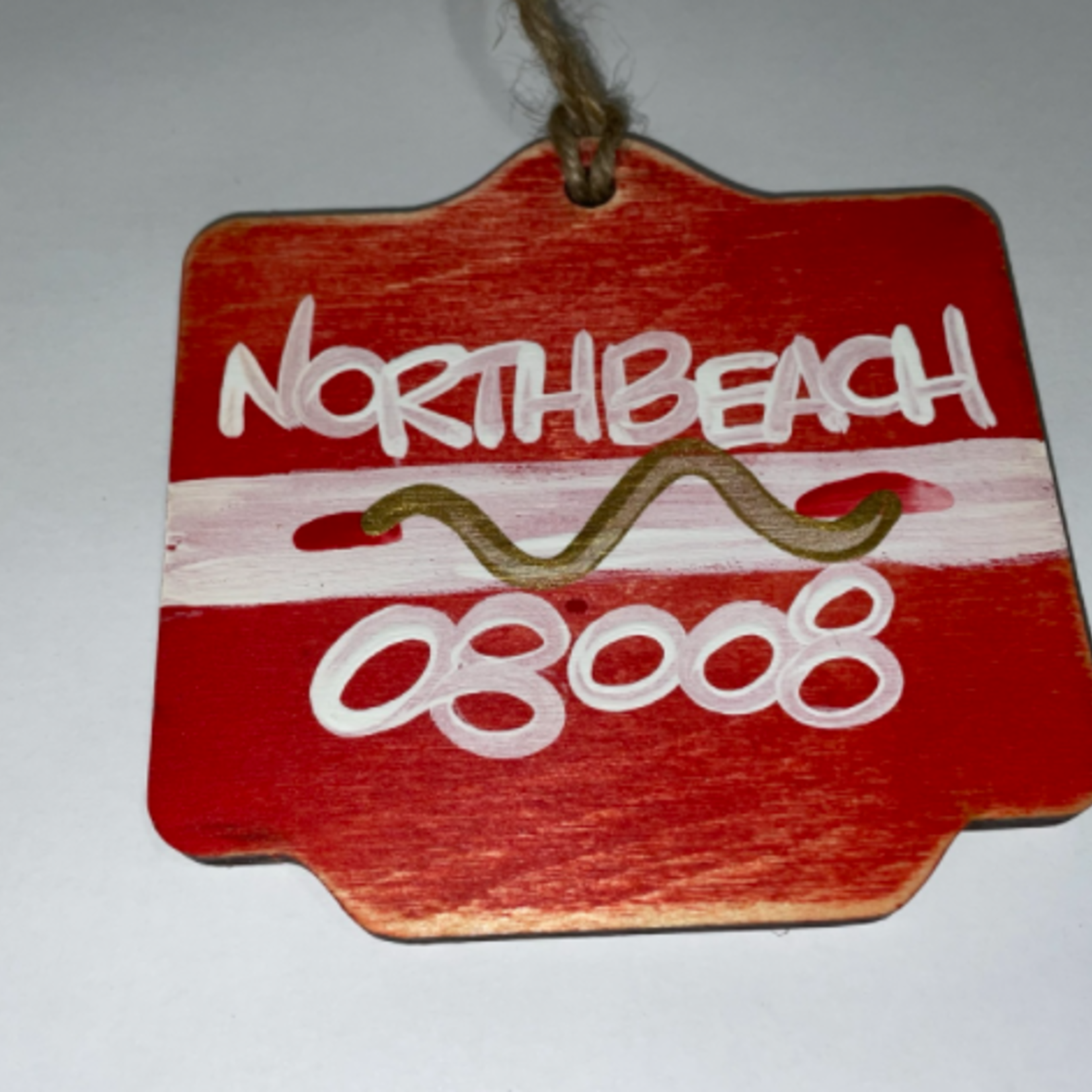 Beach Badge Ornament With Zip Red North Beach