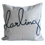 26" Square Cotton Pillow w/ Embroidered "Darling