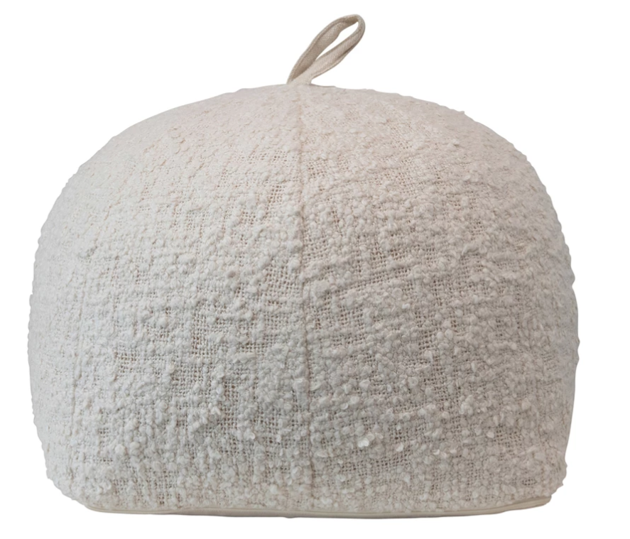 Woven Cotton Boucle Pouf with Handle The Spotted Whale