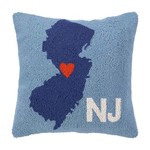 My Heart In New Jersey Hooked Pillow 18x18
