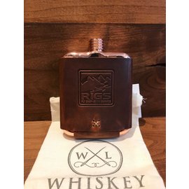 Whiskey Leatherworks RIGS Logo'd Whiskey Leatherworks Clark Fork Copper Flask