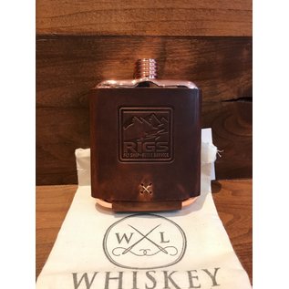 Whiskey Leatherworks RIGS Logo'd Clark Fork Copper Flask