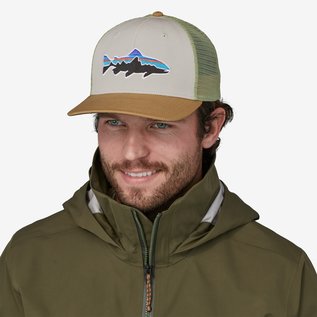 Patagonia Fitz Roy Trout Trucker Hat -  White w/Classic Tan