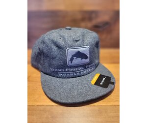 SIMMS Fly Fishing Hat Beanie Cap Flexfit Wool Blend Gray w/Back Neck  Sunshield 