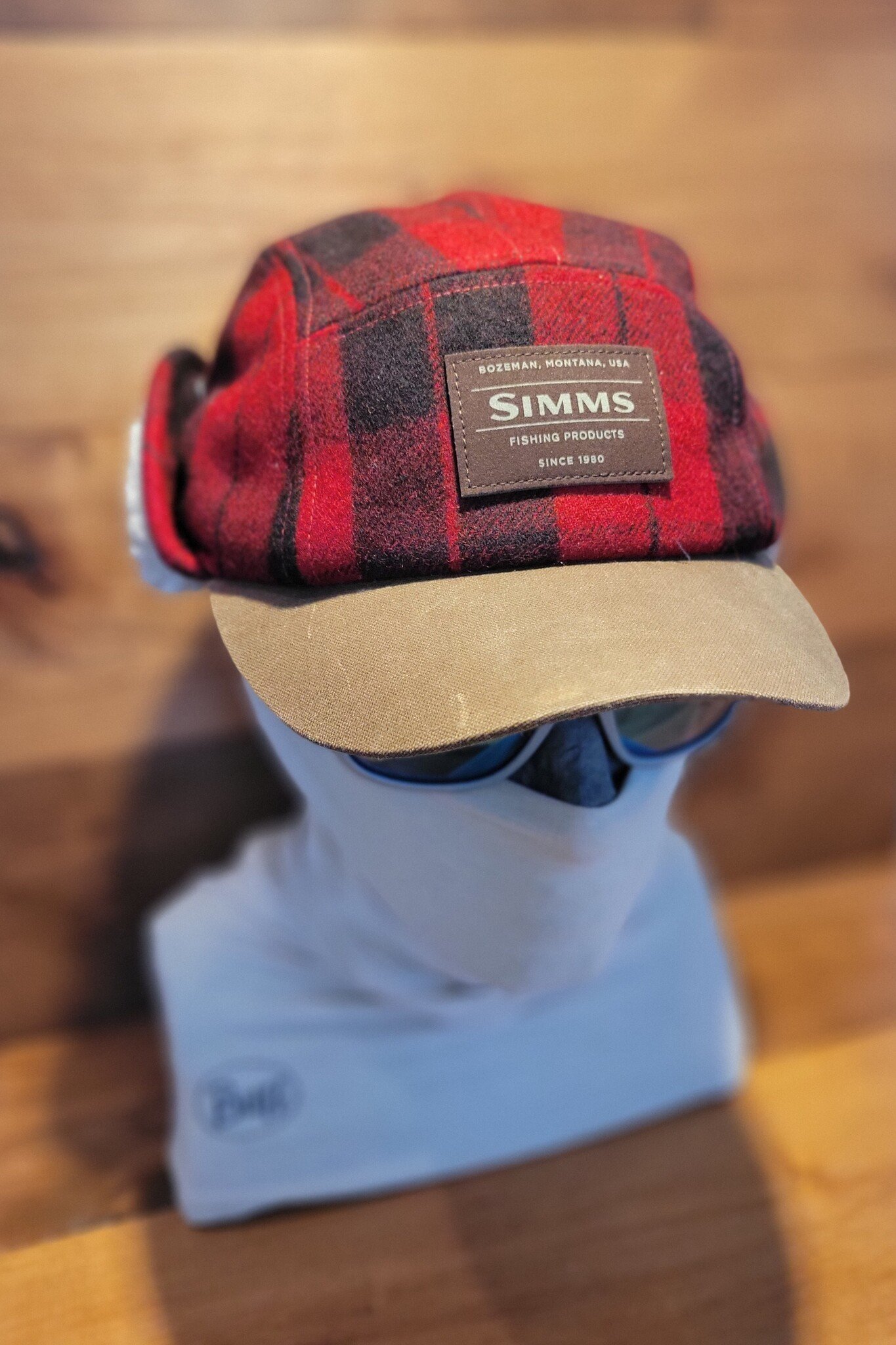 Simms Coldweather Cap - L/XL Red Buffalo Plaid - RIGS Fly Shop
