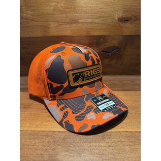 Richardson RIGS Debossed Leather Hat 112PFP - Blaze Duck Camo/Blaze