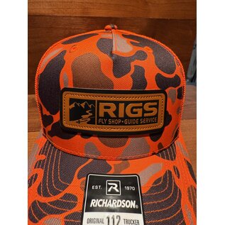 Richardson RIGS Debossed Leather Hat 112PFP - Blaze Duck Camo/Blaze