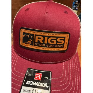 Richardson RIGS Debossed Leather Hat 112FP - Cardinal/Tan