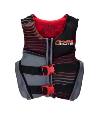 HyperLite HyperLite - Yth INDY NEO PFD - Red Stripes/Grey - Yth Small (55-75lbs)