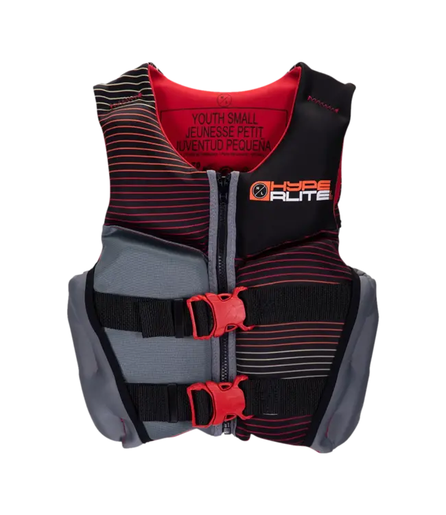 HyperLite - Yth INDY NEO PFD - Red Stripes/Grey - Yth Small (55-75lbs)