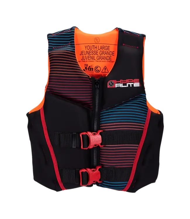 HyperLite - Yth INDY NEO PFD - Red Stripes/Grey - Yth Large (65-90lbs)