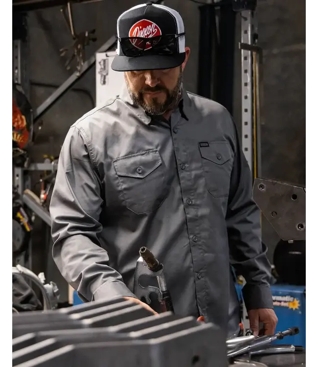 DIXXON - WORKFORCE L/S BUTTON UP - Charcoal -
