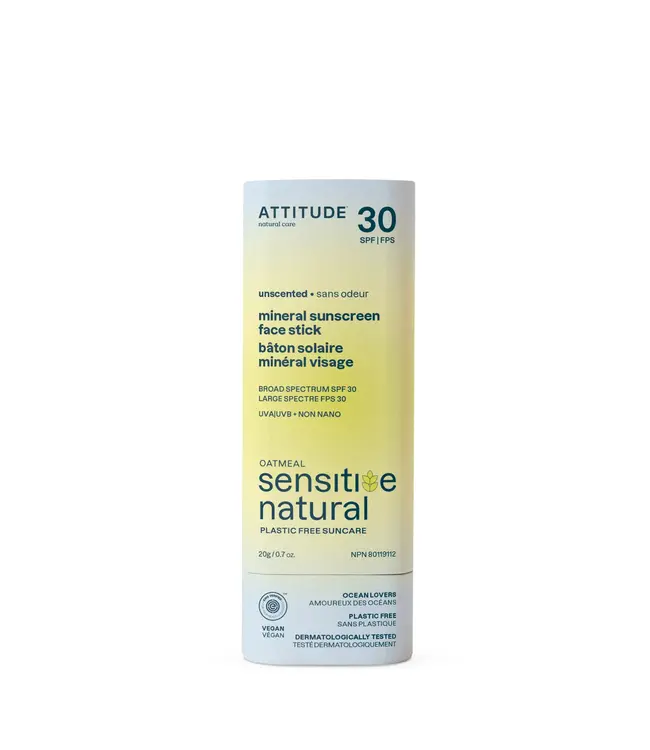 Attitude - MINERAL SUNSCREEN FACE STICK (Sensitive Skin) - SPF 30 - 20g