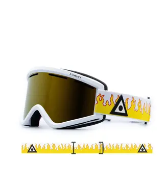 Ashbury Ashbury - BLACKBIRD - White Flame w/ Champaign Gold Mirror + BONUS Lens