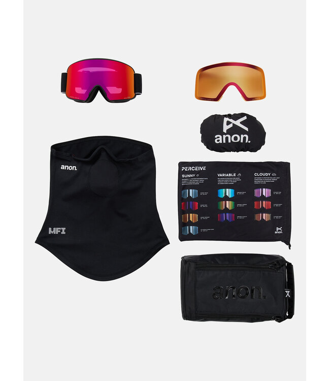 Anon - M6 (CYLINDRICAL) MFI - Black w/ PERCEIVE Sunny Red + BONUS Lens + Facemask