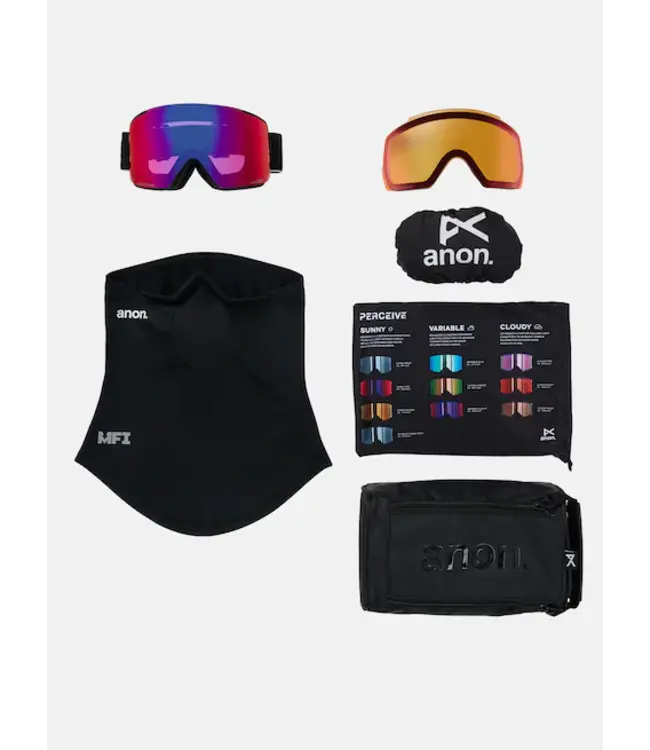 Anon - M5 (FLAT TORRIC) MFI - Black w/ PERCEIVE Sunny Red + BONUS Lens + Facemask